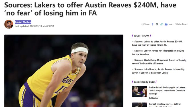 湖人豪掷2.4亿续约里夫斯 字母哥引援计划曝光